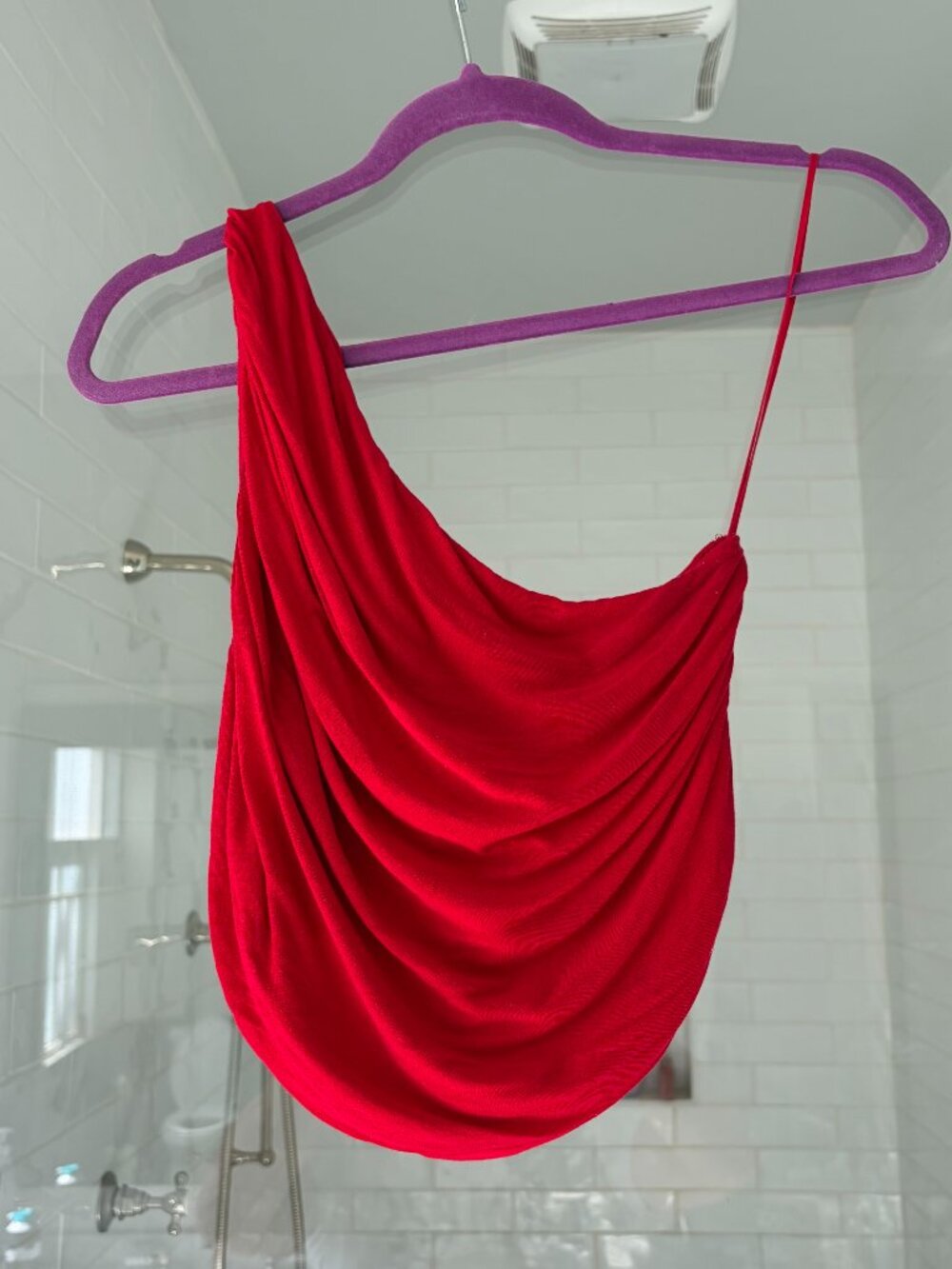 Free People Red Asymmetrical Crop Top - Size: Large (runs small)